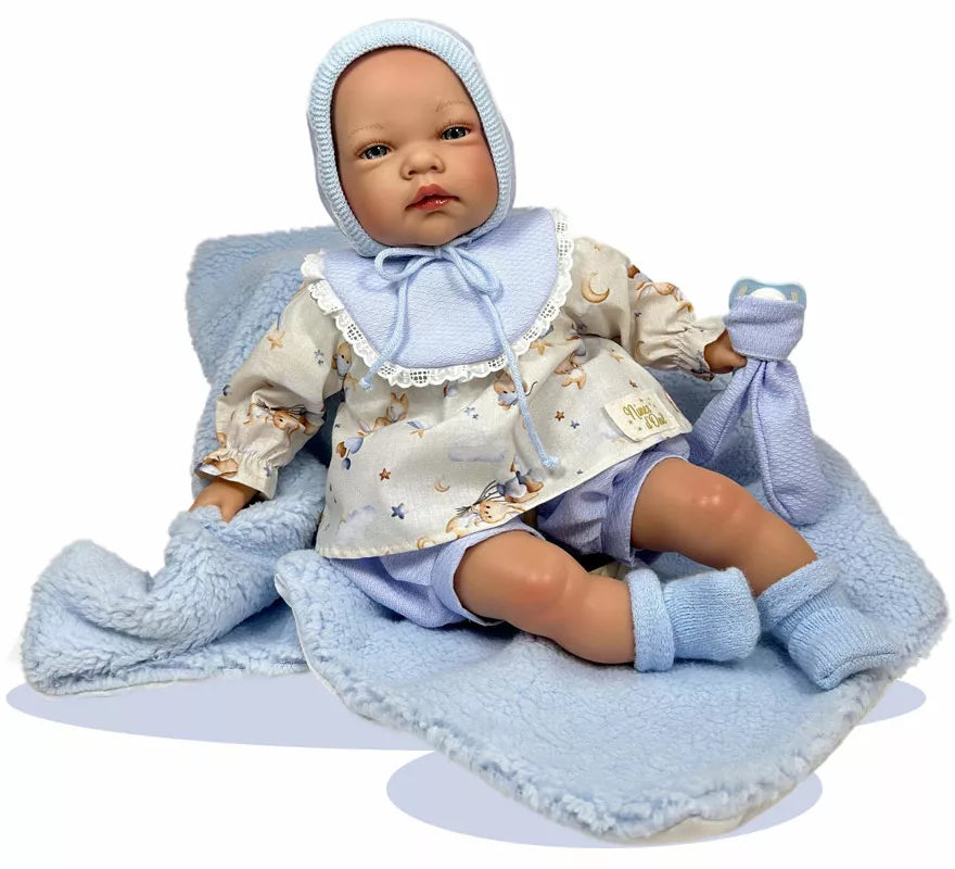 Translation missing: en.Muñeco Carlo con Manta y Conjunto azul de 45 cm