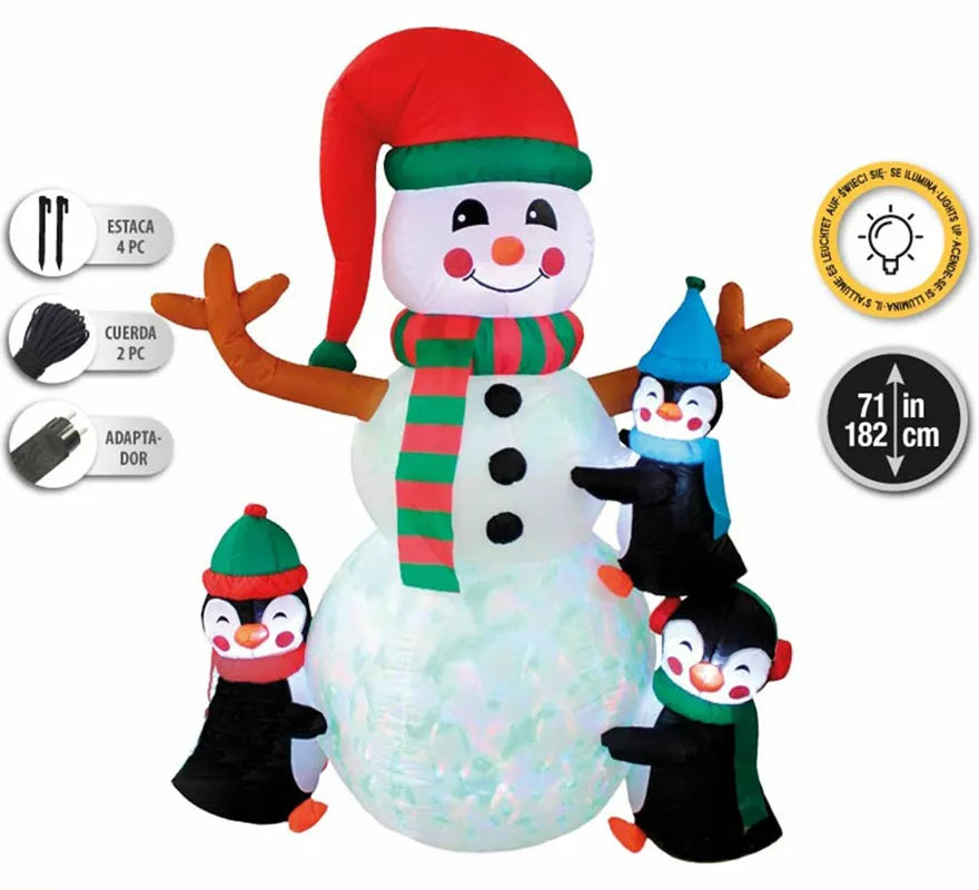Translation missing: en.Muñeco de Navidad y Pingüinos Hinchables con LED de 182 cm