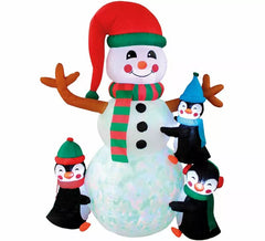 Christmas Doll and Inflatable Penguins with LED 182cm
