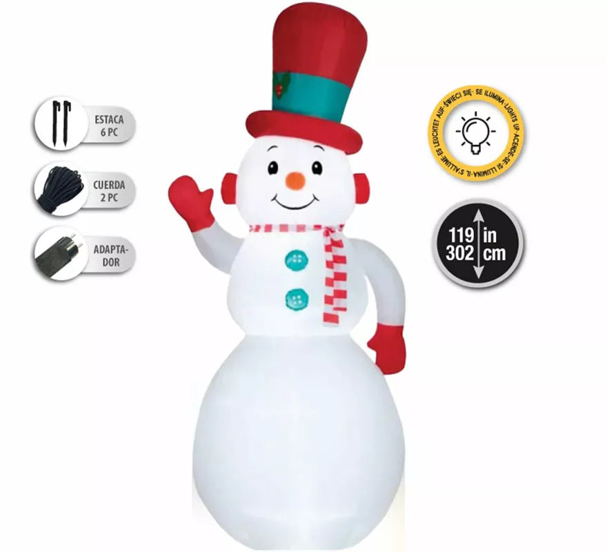 Translation missing: en.Muñeco de Nieve Sonriente Hinchable con LED de 302 cm
