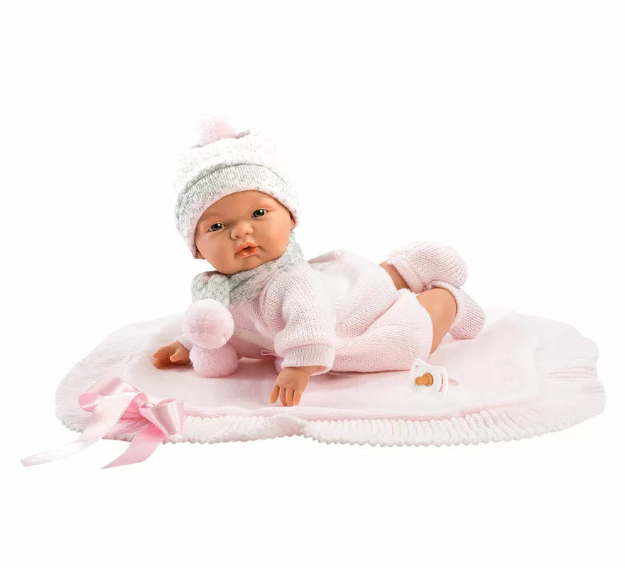 Translation missing: en.Muñeco Joelle Llorón de 38 cm con Toquilla y Conjunto de Punto