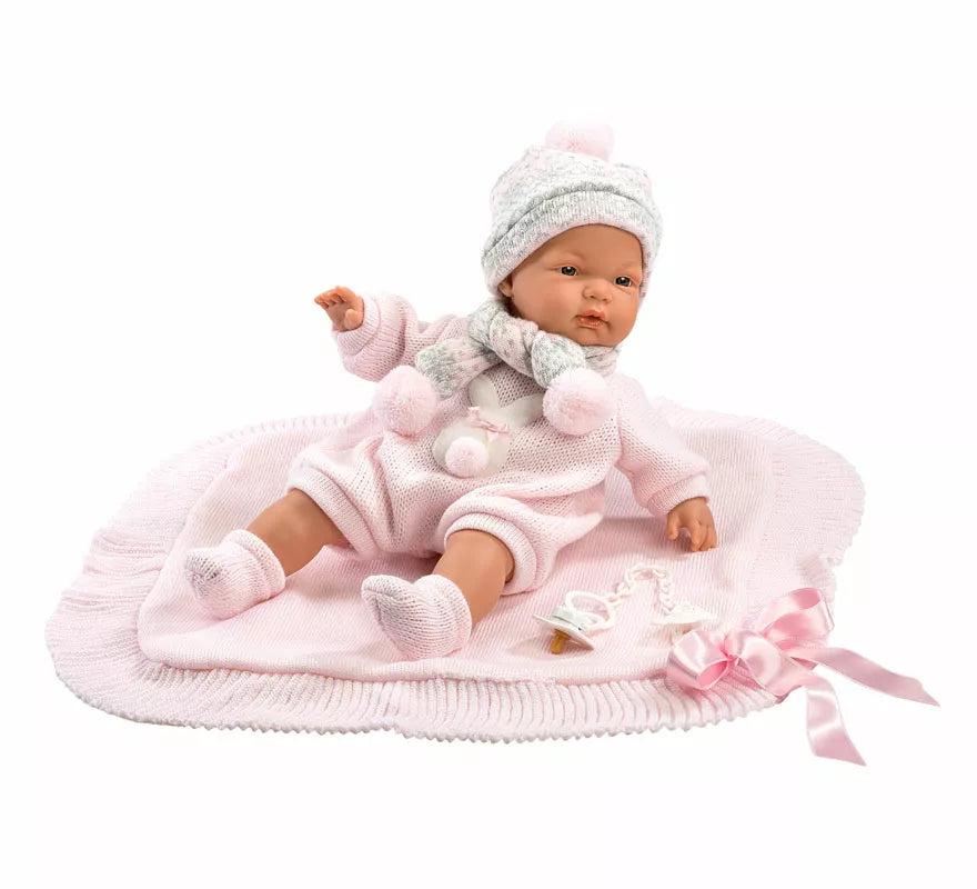 Translation missing: en.Muñeco Joelle Llorón de 38 cm con Toquilla y Conjunto de Punto