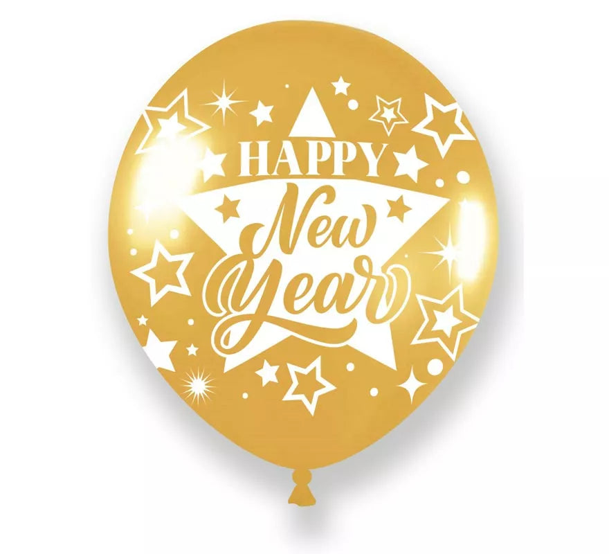 Pack 10 Globos dorados Happy New Year
