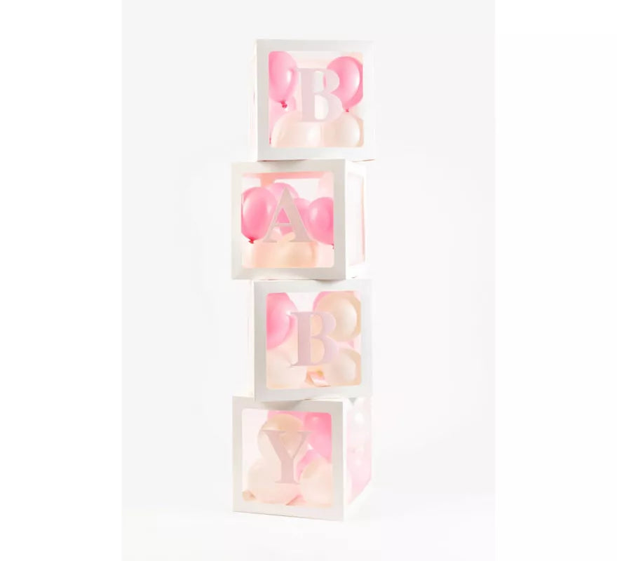 Translation missing: en.Pack 4 Cajas decorativas con pegatinas LOVE y BABY para llenar con Globos