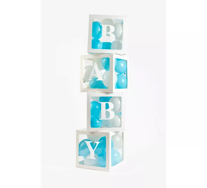 Translation missing: en.Pack 4 Cajas decorativas con pegatinas LOVE y BABY para llenar con Globos