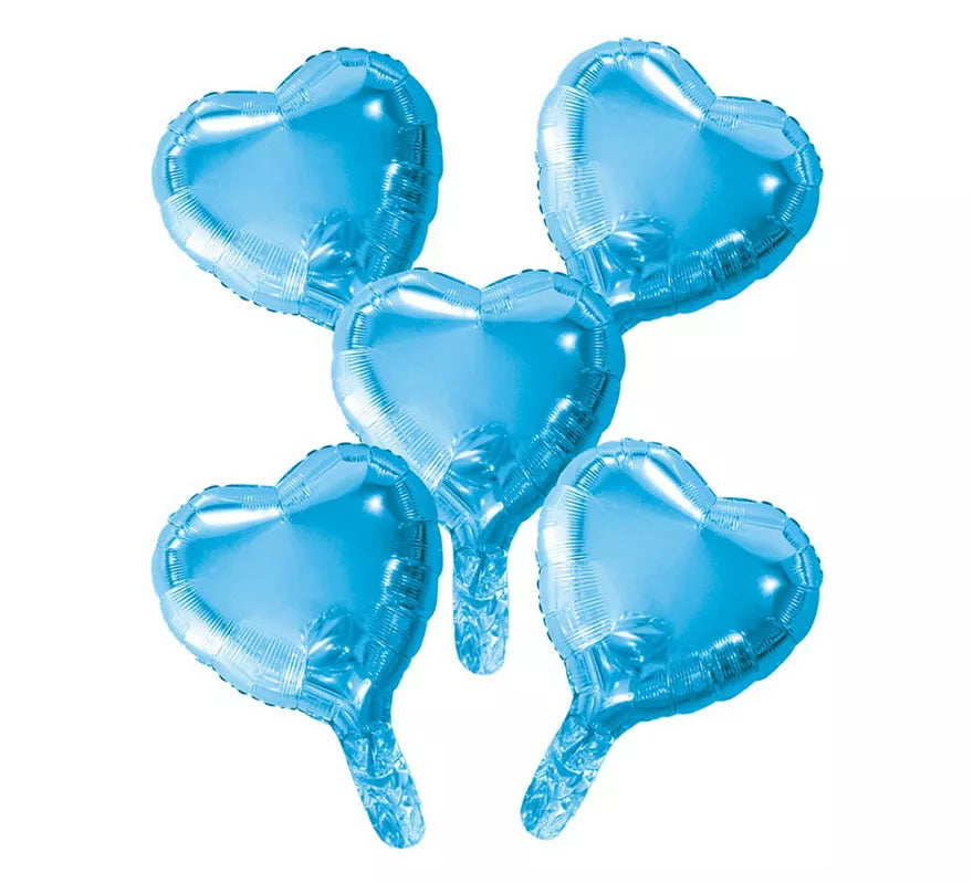 Translation missing: en.Pack 5 Globos de Foil Corazón Azul Bebé de 23 cm