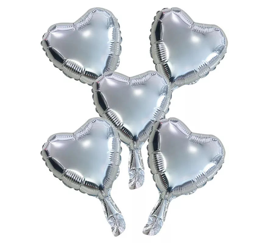 Translation missing: en.Pack 5 Globos de Foil Corazón Plata de 23 cm