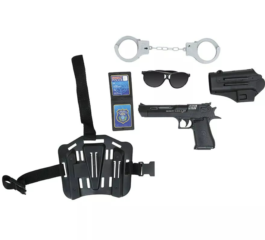 Pack 6 Accesorios Armas Policía de Plástico de Juguete