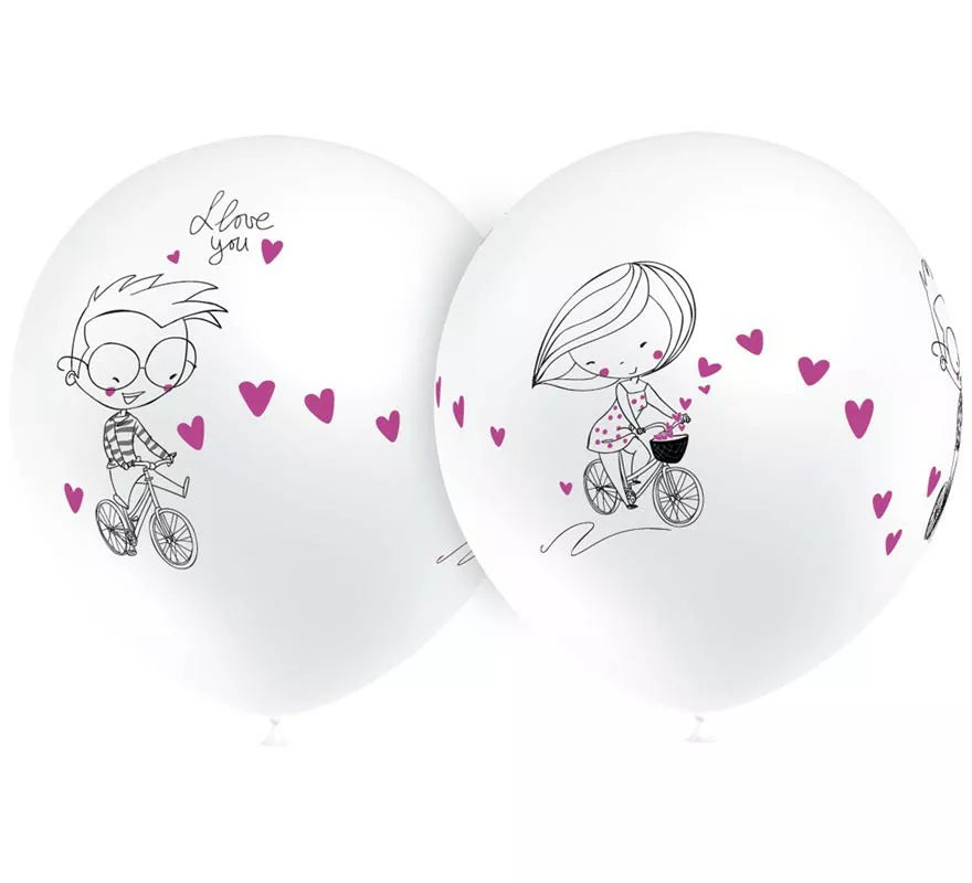 Translation missing: en.Pack 8 Globos blancos Pareja de Enamorados de 95 cm perímetro