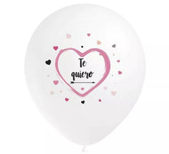 Pack of 8 white balloons I love you, 95 cm perimeter