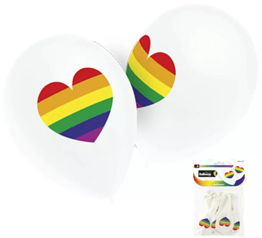 Translation missing: en.Pack 8 Globos Corazón Multicolor de 90 cm de perímetro