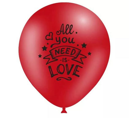 Pack 8 Globos rojos All you need is love de 95 cm perímetro