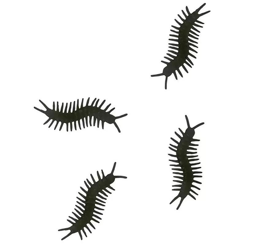 Pack de 10 Ciempiés negros de 10 cm