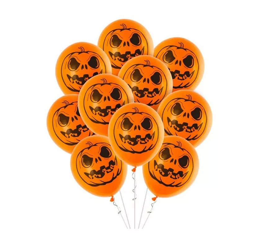 Translation missing: en.Pack de 10 Globos Calabaza tenebrosas de 30 cm