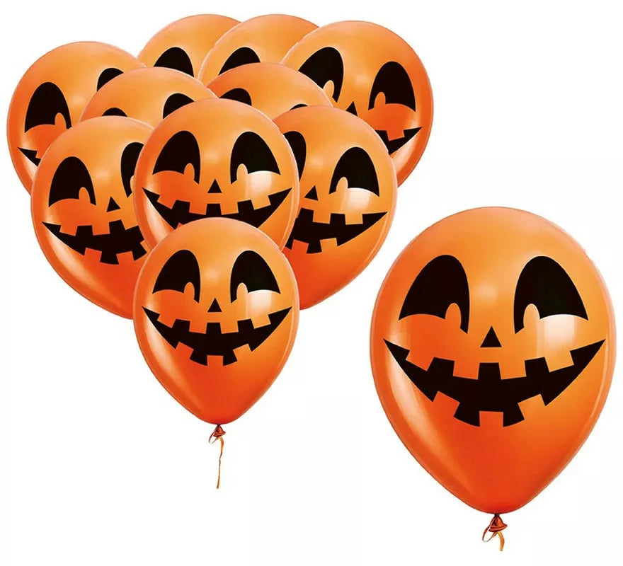Translation missing: en.Pack de 10 Globos Cara de Calabaza de 30 cm