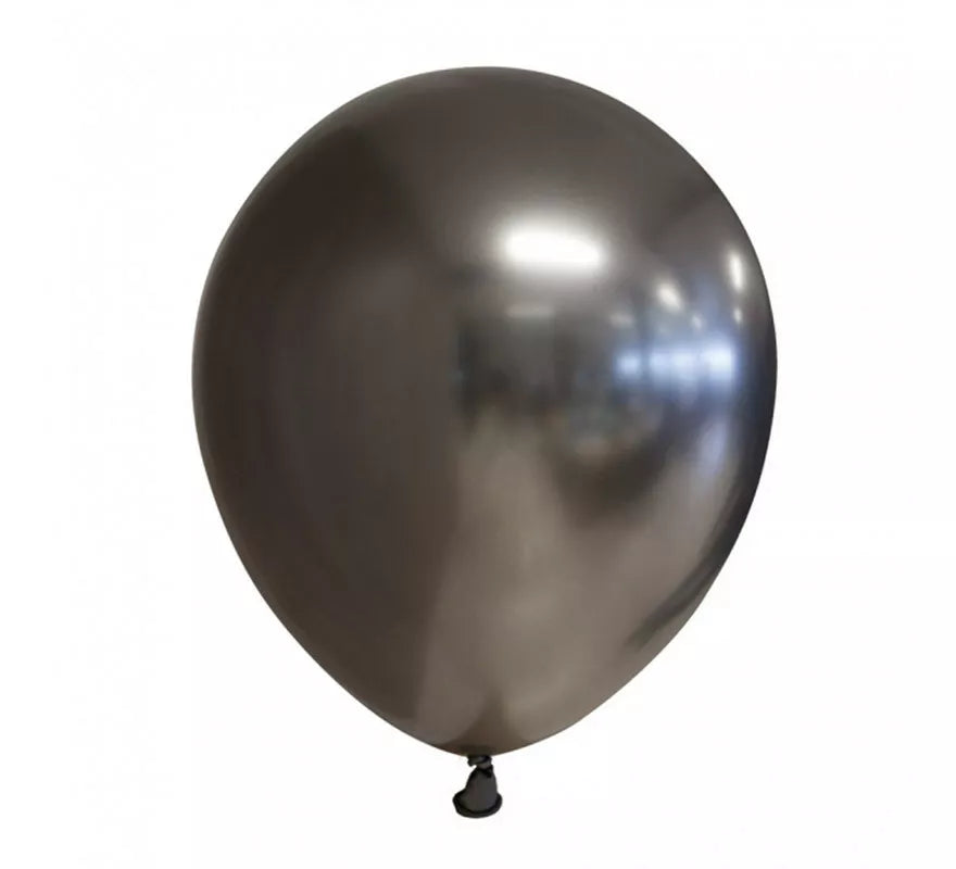 Translation missing: en.Pack de 10 Globos Cromados Redondo Color Gris Espacial de 30 cm