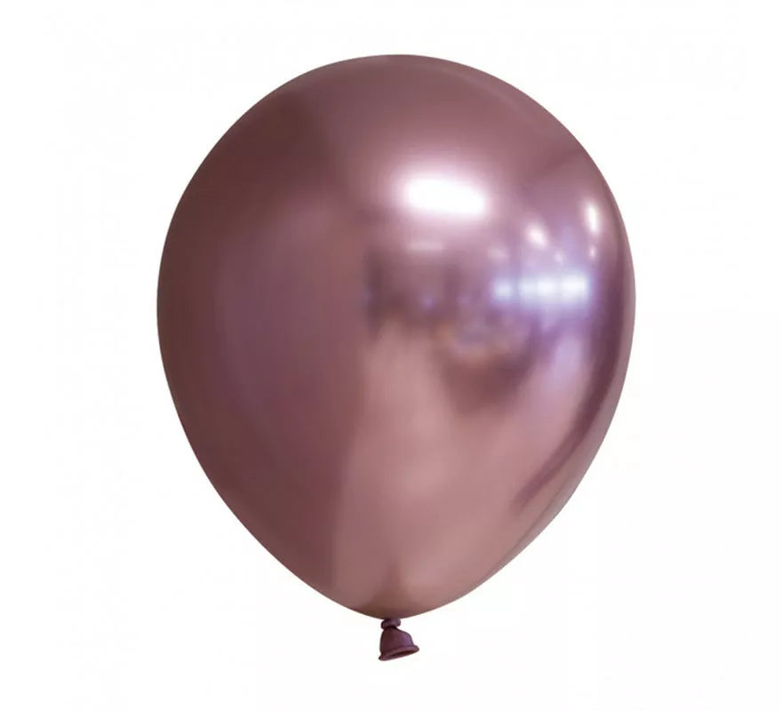 Translation missing: en.Pack de 10 Globos Cromados Redondo Color Oro Rosa de 30 cm