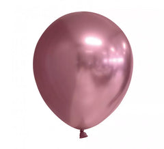 Pack of 10 Round Pink Chrome Balloons of 30 cm