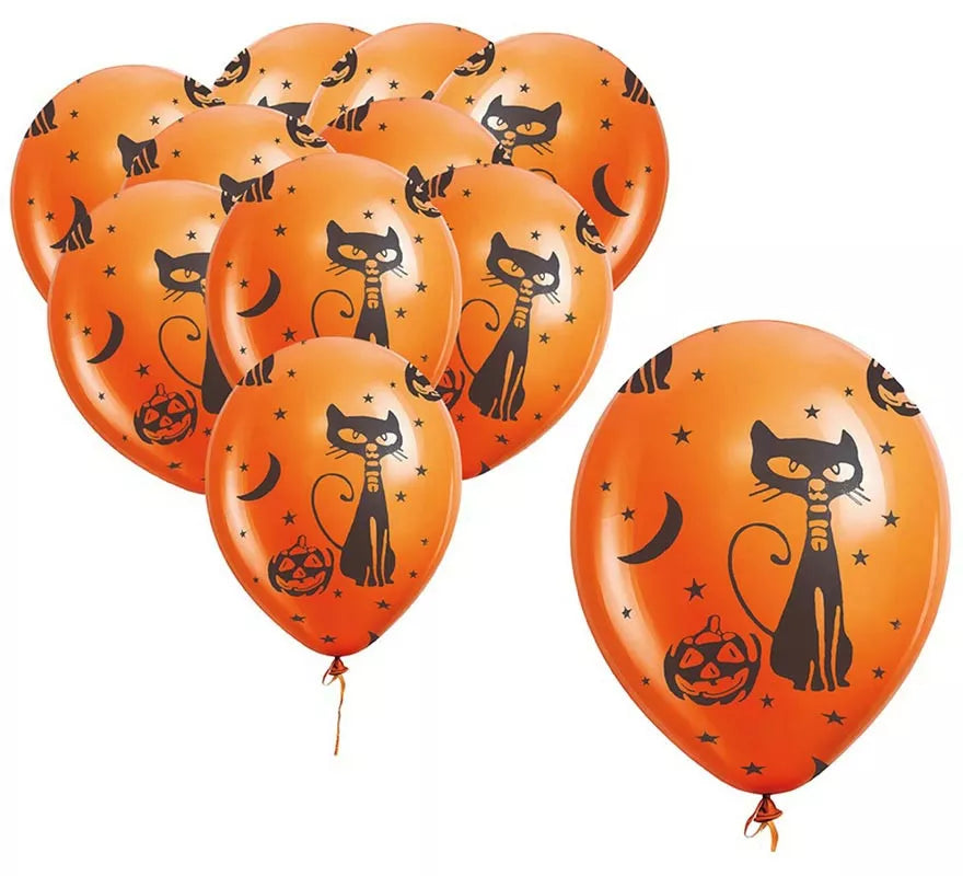Pack de 10 Globos Gato y Calabaza de 30 cm