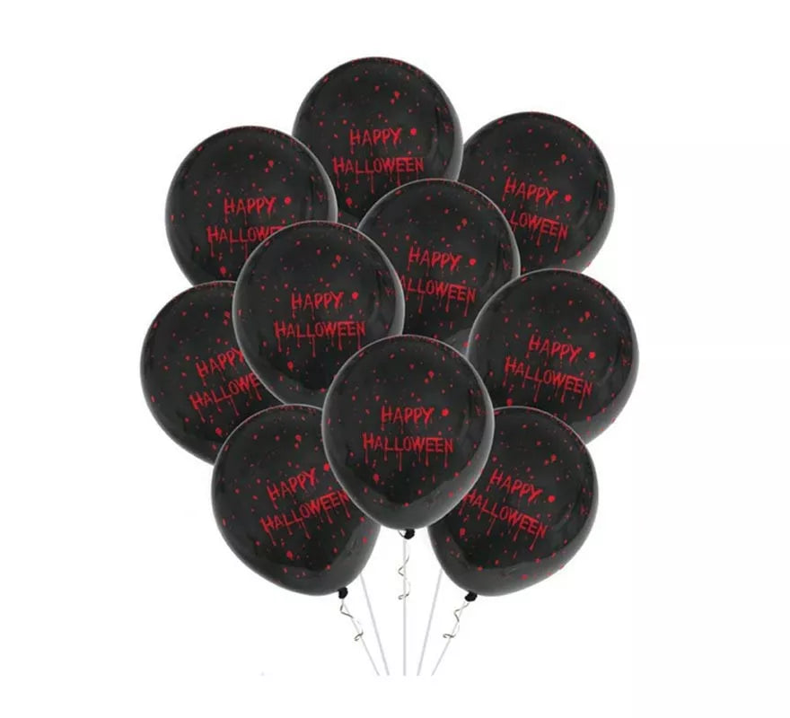 Pack de 10 Globos Happy Halloween de 30cm