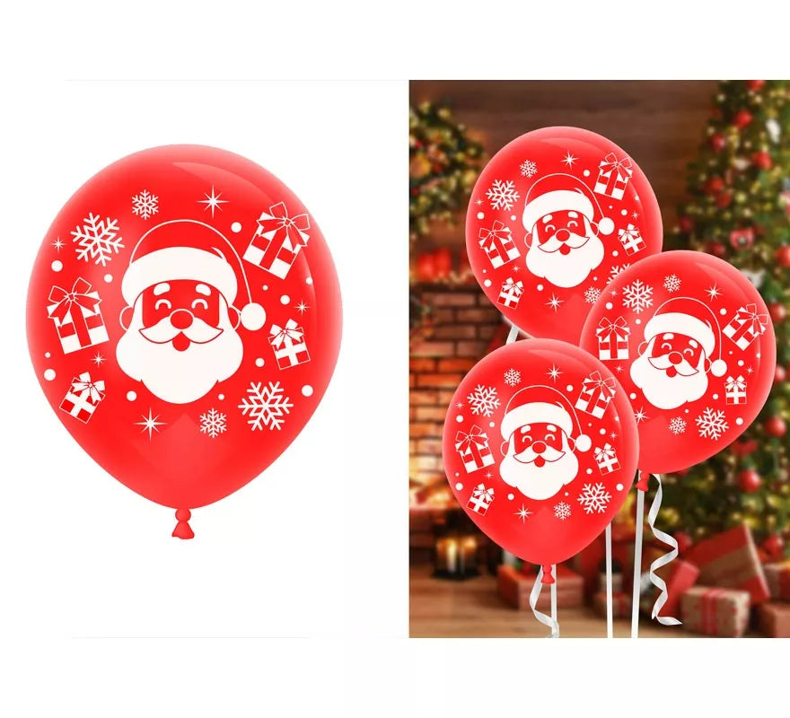 Translation missing: en.Pack de 10 Globos rojos de Papá Noel de Látex