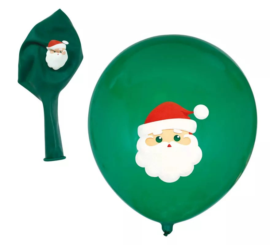 Translation missing: en.Pack de 10 Globos verdes de Papá Noel de Látex