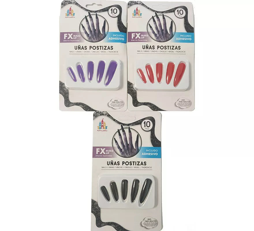 Translation missing: en.Pack de 10 Uñas de Bruja, Vampira o Diablesa en colores surtidos