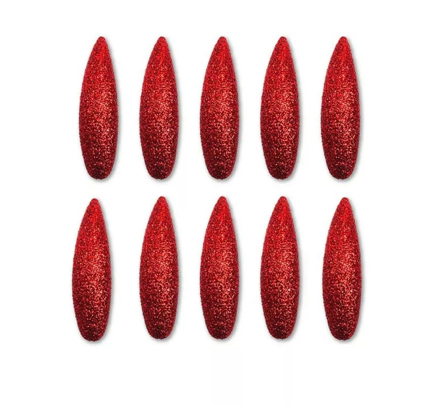 Translation missing: en.Pack de 10 Uñas de Demonio rojas con purpurina