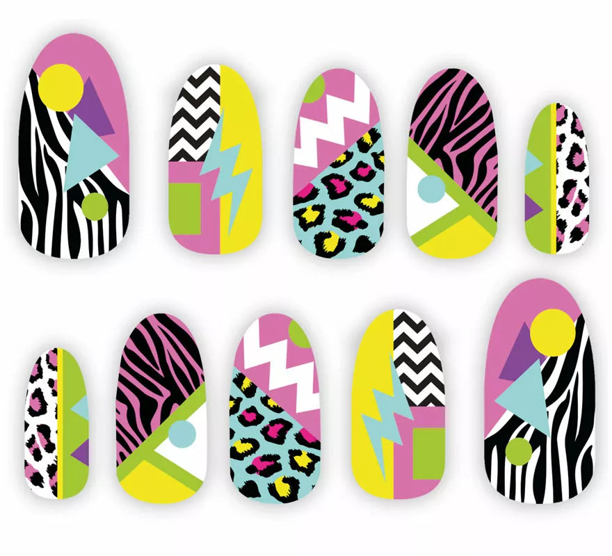 Pack de 10 Uñas de los años 80 con glue adulto
