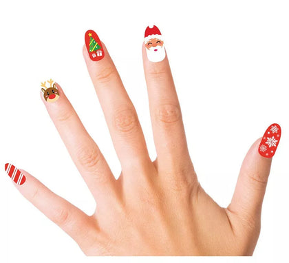 Pack de 10 Uñas Figuras Navideñas con adhesivo
