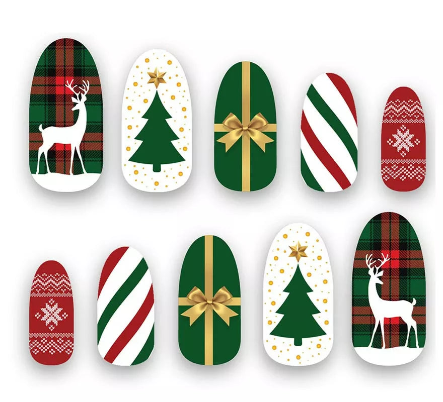 Pack de 10 Uñas Navideñas con adhesivo