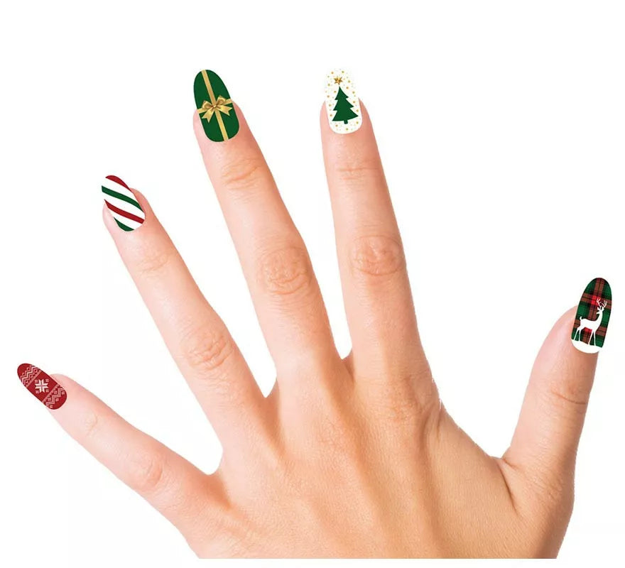 Pack de 10 Uñas Navideñas con adhesivo