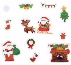 Pack of 11 Gel Stickers Santa Claus Figurines 20x25 cm