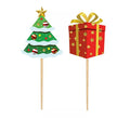 Pack de 12 Palillos Decorativos Árbol de Navidad de papel de 6 cm