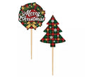 Pack de 12 Palillos Decorativos Merry Christmas de papel de 6 cm