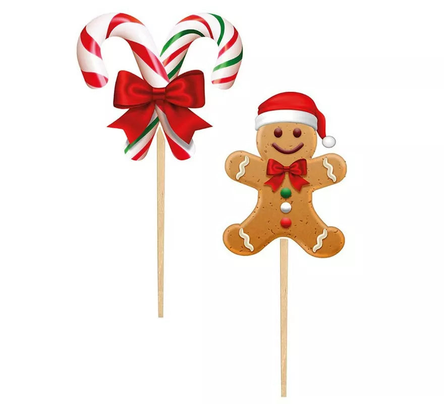 Translation missing: en.Pack de 12 Palillos Decorativos Navideños de papel de 6 cm