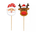 Pack de 12 Palillos Decorativos Papá Noel de papel de 6 cm