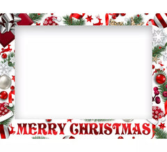 Pack of 12 White Merry Christmas Photocalls measuring 80x60 cm