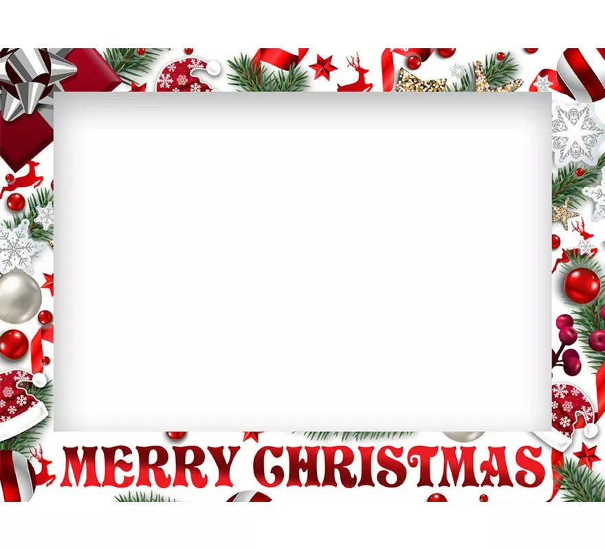 Translation missing: en.Pack de 12 Photocall Merry Christmas blanco de 80x60 cm