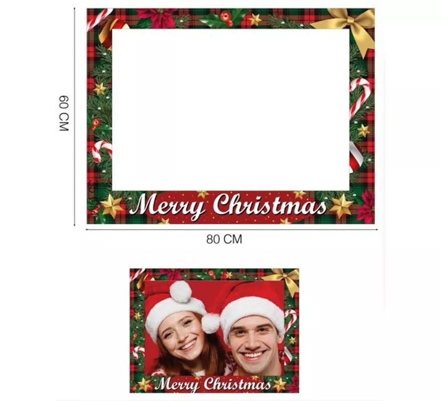 Pack de 12 Photocall Merry Christmas rojo de 80x60 cm