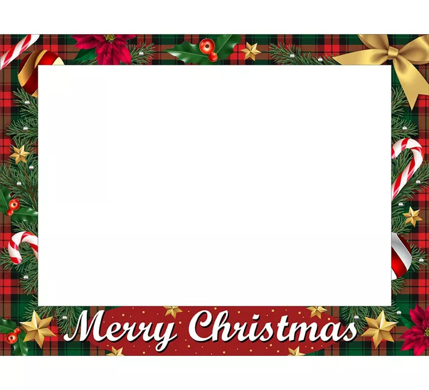 Pack de 12 Photocall Merry Christmas rojo de 80x60 cm
