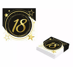 Pack of 12 Napkins 18 Years Birthdays and Anniversaries of 33X33 cm