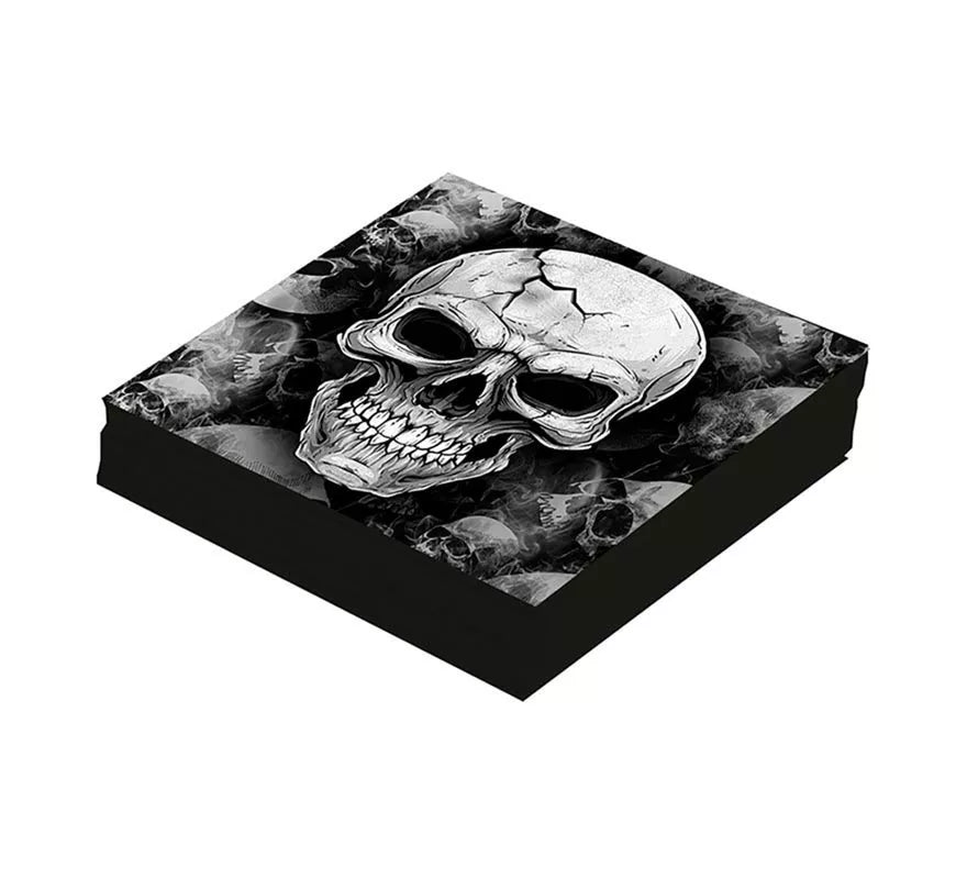 Pack de 12 Servilletas Calavera Temible de 33x33 cm