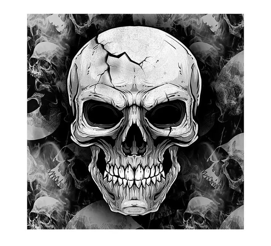 Pack de 12 Servilletas Calavera Temible de 33x33 cm