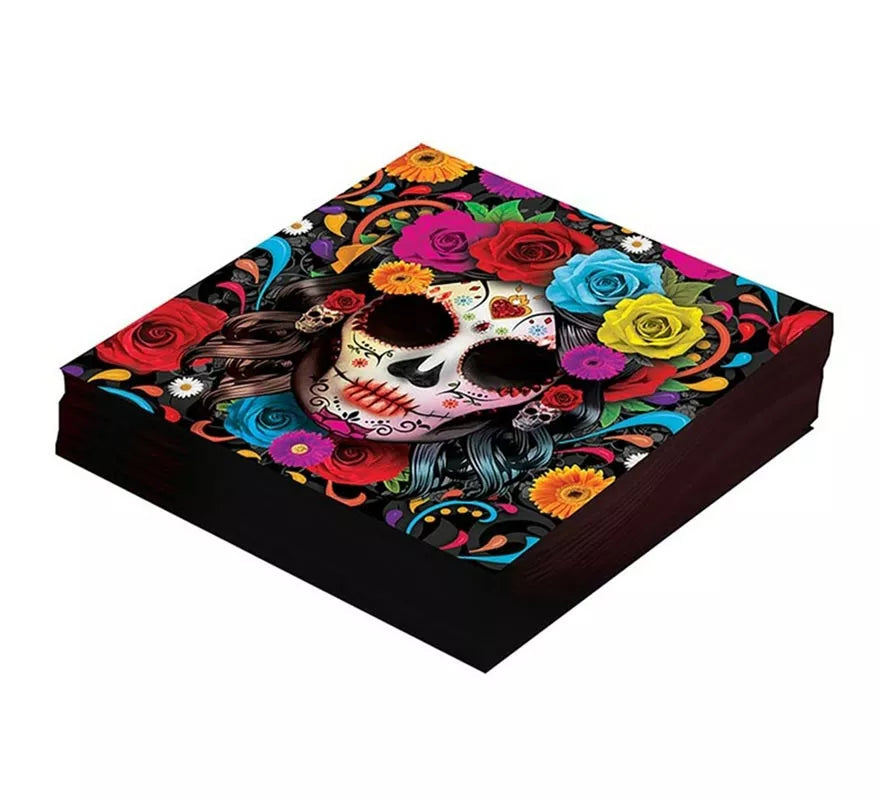 Translation missing: en.Pack de 12 Servilletas Catrina colorida de 33x33 cm