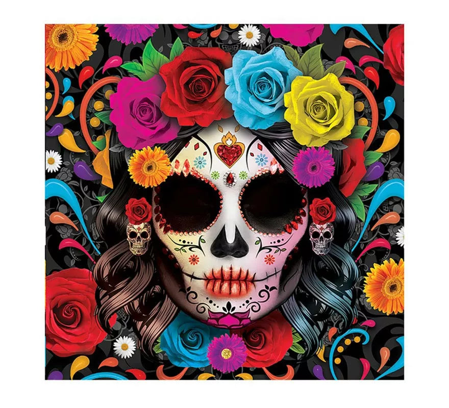 Pack de 12 Servilletas Catrina colorida de 33x33 cm