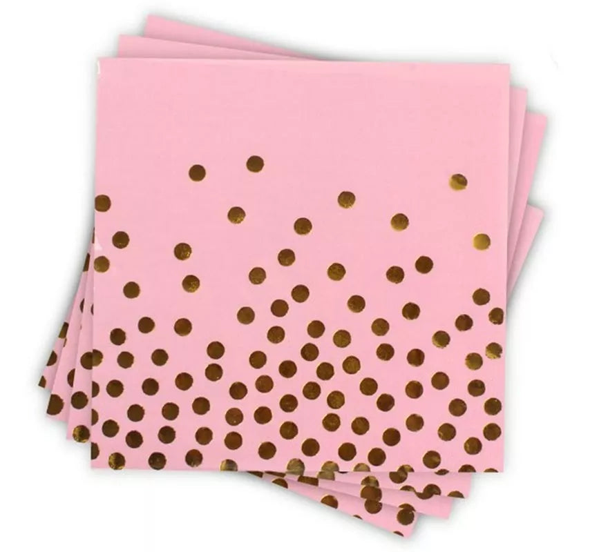 Pack de 12 Servilletas con lunares dorados en varios colores