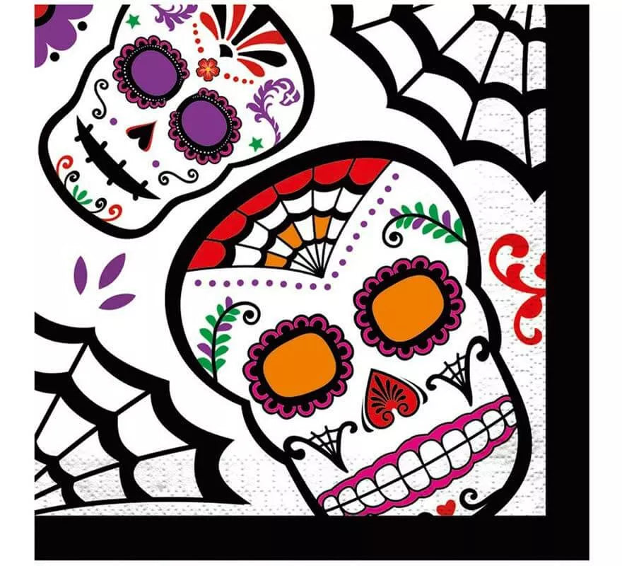 Translation missing: en.Pack de 12 Servilletas del Día de los Muertos 33x33 cm