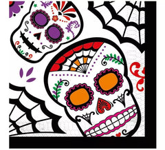 Pack of 12 Day of the Dead Napkins 33x33 cm