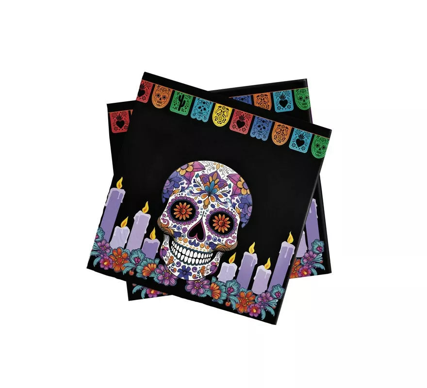 Translation missing: en.Pack de 12 Servilletas Día de los Muertos de 33x33 cm